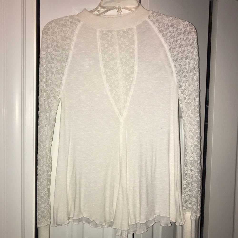 Free people long sleeve lace top